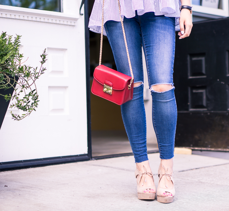 platform sandals and jeans