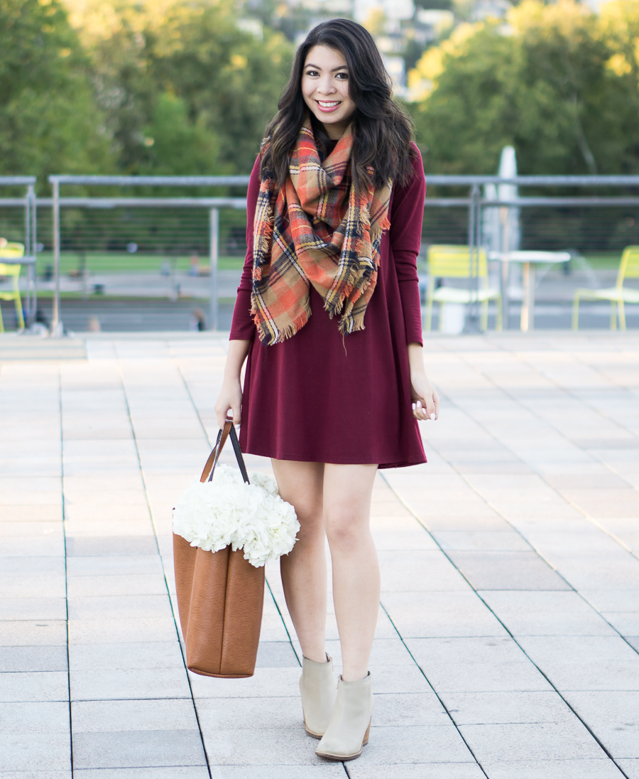 burgundy fall dress