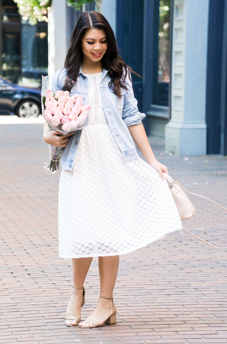 dress with denim jacket outfit