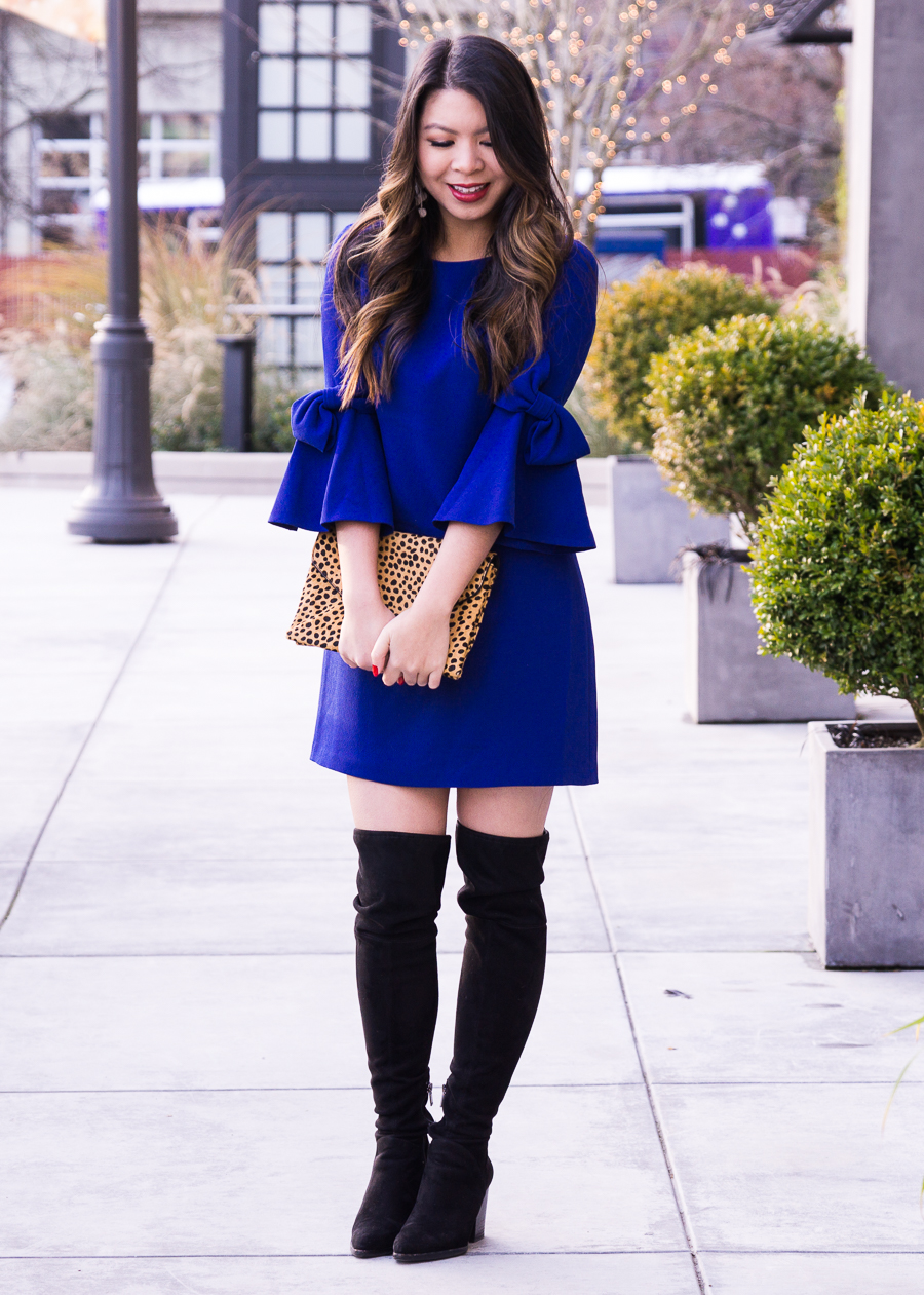 blue dress with boots